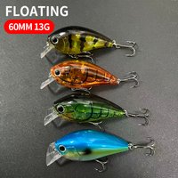 60mm 13.5g Floating Fishing Lure Artificial Hard Crankbait Bass Wobbler Japan 3D Prism CRANK Topwater Fat Squarebill Hard Bait