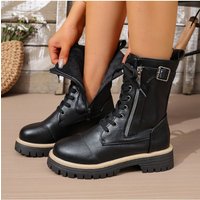 2025 New Retro Women Comfortable Boots Trend Round Toe Large Size Zip Boots Casual Fashion Low Heel Shoes Women Zapatos De Mujer