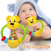 Soft Silicone Puppy Teething Rattle Toy For 0-12 Month Infant Grasping Training Early Educational Sensory Developmental For