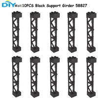 DIYmall 10PCS Black Train Track Support Girder - Triangular 2x2x10 for Compatible MOC 58827 95347