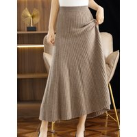 CHICUU 2024 femmes automne hiver jupe en laine longue jupe plissée 100% laine mérinos tricots grâce robe douce jupe de Style coréen