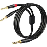 6.35mm TRS Stereo To Dual 6.35mm TS Mono Insert Cable Y-Splitter Stereo Breakout Cable Patch Cord for Music Player Amplifier Etc