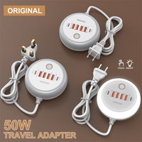 50W USB C Fast Charger Travel Power Strip with Touch Control Night Light 6-Port Wall for iPhone Samsung Xiaomi EU/US/UK Plug