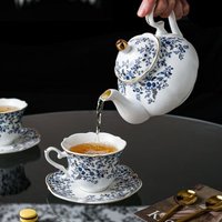 European Vintage Porcelain Tea Set, Royal Style Coffee Cup & Teapot with Gold Trim, English Afternoon Tea Set, Luxury Gift