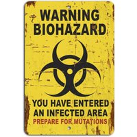 Warning Biohazard Entering an Infected Area Rustic Yellow Sign-Aluminum