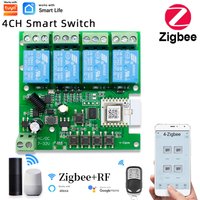 4CH Zigbee 3.0 Smart Home Relay DC 12V 24V 32V 110V Motor Switch Module 4 Channel Radio RF Remote Control Work With Tuya Alexa