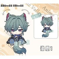 Genshin Impact Anime Lohen Flins Skirk Columbina II Dottore Durin Cosplay Cartoon Acrylic Pendant Keychain Ears Tail Move Gift