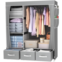 Portable Wardrobe Clothes Organizer Non-Woven Fabric Wardrobe Storage Cupboard 105*45*163cm Storage Shelves