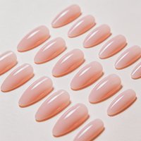 Almond Shape Acrylic False Nail Tip in Tree Nude Pink Gradient Press On Nails Reusable For Daily Wear