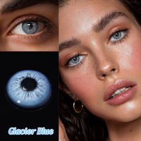 VISUASHOW Prescription Beauty Blue Colored Contact Lenses with Power, 1 Pair Soft Lenses, Natural Fashion Makeup Eye Accessories
