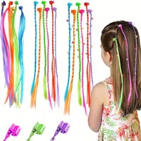 18pcs Colorful Themed Clip-In Children Hair Extensions Set, Suitable For All Seasons And Gifts