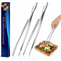 12inch Kitchen Tweezers Fine Tweezer Tongs Extra-Long Stainless Steel Cooking Tweezers for Kitchen Food Cooking Sea Food and BBQ