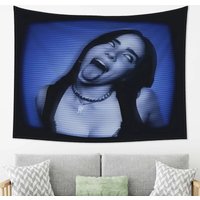 Blue Tv Billie Eilish Tapestry Polyester Single Side 2D Print Dorm Wall Decor Cool Edgy Retro Dark Fan Aesthetic Indoor Mood Vib