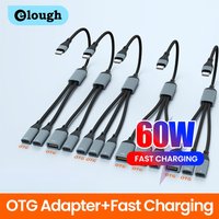 PD 60w USB C Multi Ports Adapter Cable Fast Charging Type-C Male to USB+Type C Female Splitter OTG Data Transmission Connector
