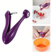 A Convenient and Quick Plastic Cherry Pitter with a Comfortable Grip, Perfect for Cherry Recipes and Olive Preparation