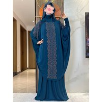 New Dubai Ramadan Muslim Women's Prayer Set Hooded Hijab With the Long Skirt Turkey-African Dubai Islam Lady Cloth Kaftan Abaya