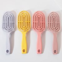 Salon-Grade Portable Oval Massage Comb - Hollow Elastic Scalp Brush for Real Hair/Wigs, Lightweight Styling & Scalp Care Tool