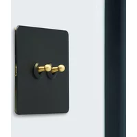 British Standard 13A UK Socket Retro 1-4 Gang 2 Way Wall Light Toggle Switch Brass Lever Stainless Steel Panel For Home