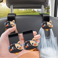 2-Pack of Cute Cartoon Black Cat Car Backseat Hooks, with Headphone Design, Durable Plastic Storage Rack, Suitable for Backseat Storage and Headphone Hanging, Cat-Themed Multifunctional Car