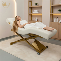 Electric Curved Lash Bed Memory Foam Ergonomic Massage Table Gold Frame Esthetician Facial Chair Medical Spa Salon Furniture