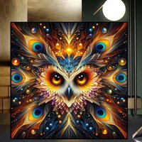 Glowing Fantasy Jewel Owl 5D Diamond Painting Full Round Drill Diamond Mosaic DIY Diamond Art Craft for Home Wall Decor Gifts