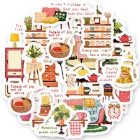 Etori Life 40*2m Vintage Watercolor Household Items and Washi Tape for Student Journals, Decorative Stationery Materials Suitable for Laptops, Handbags, Diaries, Photo Albums, Pencil Cases, Household