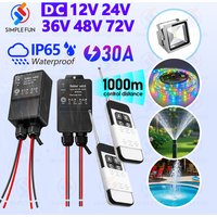 433Mhz Wireless DC 12V 24V 36V 48V 72V Remote Control Switch Waterproof 30A High Power 1000m Control Range for Light Pump Fan