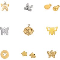 CARLIDANA Stainless Steel Trendy Cute Butterfly Charms Gold Color Animal Pendants Waterproof Jewelry Necklace Earrings Making