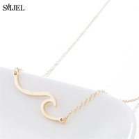 SMJEL Minimalist Stainless Steel Wave Necklaces Pendants for Women Fashion Nature Surfing Necklace Sports Lovers Jewelry Gifts