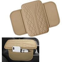 Car Center Console Cover, Leather Auto Armrest Cover with 2 Storage Bags, Universal Cars Armrest Cushion, Vehicle Interior Acces