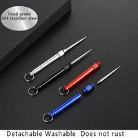 Titanium Multi-Purpose EDC Toothpick Bottle Fruit Fork Camping Tool Portable Toothpick Tube Durable than Floss Outdoor Gear