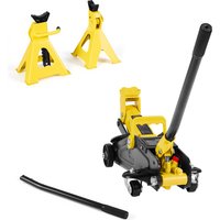 SucceBuy Flacher Wagenheber 1,5/2T Tragkraft Stahl-Rennwagenheber mit Stützen Hydraulischer Trolley-Autolift für Kompakte SUVs