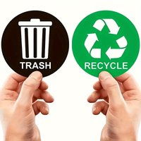 Recyclable and non recyclable trash can labels - self-adhesive, waterproof stickers for easy classification