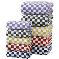1PC Multi-color Checkerboard Towel Combed Cotton Towel Kitchen Bathroom Hotel Super Absorbent Soft Skin Friendly Cleaning Cloth