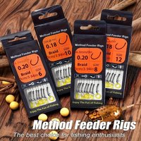 1 or 2 Boxes Pre-Tied Ronnie Rigs with Rubber O-Rings, Method Hook with a Band, PE Braid Line, Carp Fishing Tackle