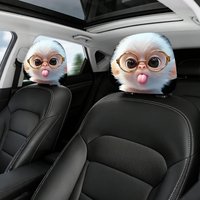 2PCS Cute Monkey with Glasses Car Headrest Covers, Universal Fit Elastic Protector, Funny Animal Print Auto Interior Decor
