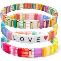 BEUTFOR Colorful Acrylic Bangle Sets Bohemian Rainbow Spring Summer Wrist Hand Accessory Bracelets