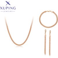 Xuping Jewelry New Arrival Charm Gold Color Chain Shaped 3 Pieces of Jewellery Set for Women Girl Party Birthday Gift X000916799