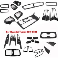 For Hyundai Tucson 2015-2020 Carbon Fiber Interior Accessories Window Switch Panel AC Outlet Steering Wheel Cover Gear Trim