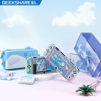 GeekShare Shark Protective Shell Carry Case Dock Cover Dust Cover for Nintendo Switch 2017/OLED/LITE Thumb Grip Caps