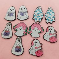 10pcs Halloween acrylic double-sided printed creative cartoon cute ghost shaped pendant DIY accessory