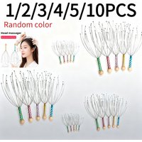 1/2/3/4/5/10pcs Random Color Silicone Octopus Head Massager Five Claw Roller Deep Scalp Massage Tool Food-Grade for All Hair