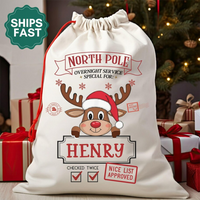 Personalized Reindeer Special Delivery Christmas Santa Bag Christmas Presents Bag Christmas Gift Sack Holiday Gift Bag for Kid
