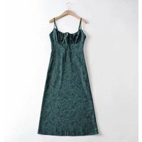 Summer European Women's Camisole Dress Printed Slim Fit High Waisted A-line Skirt