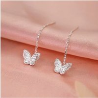 Silver Color Cute Butterfly Stud Earrings for Elegant Women Exquisite Fashion Jewelry Light Luxury Accessories