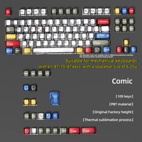 Cartoon Style Thermal Sublimation Mixed-Color Keycaps Full-Size 109-Key Mechanical Keycaps Decorative Keycaps