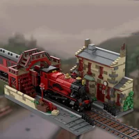 MOC Hogsmeaded Railway Train Station Philosopher's Stone Building Blocks Compatible 76423 Extension Bricks DIY Toy Children Gift