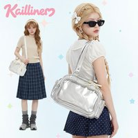 Popular Cute Bow Ribbon Ita Bags Shoulder Bag Y2K Fashion Versatile Badge Display Japanese Uniform Tote Bags Boston Bag Mute V
