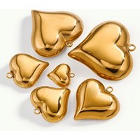 1 Piece 304 Stainless Steel 3D Charms Large Heart Polished 18K Gold Plated Pendants For Necklace Bracelet Jewelry Making Finding