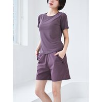 Summer short-sleeved and short-shorts set for casual women large-sized loose outerwear slimming shorts